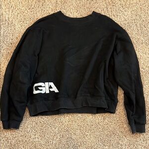 Black Crewneck Sweatshirt with White Logo